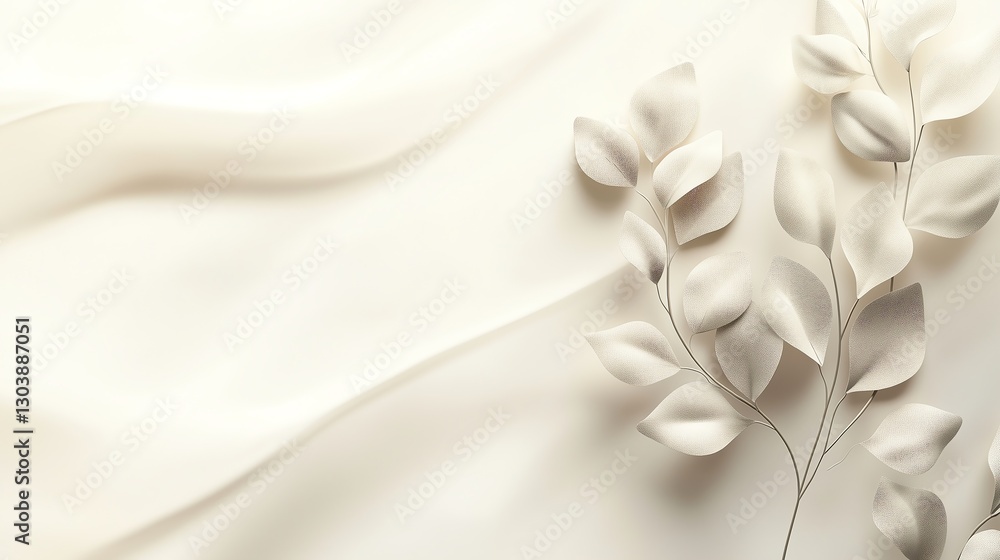 Poster botanical background with soft shadows, subtle textures, and light pastel tones, creating a minimali