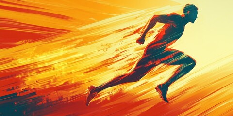 A Silhouette Of A Running Athlete In Dynamic Motion