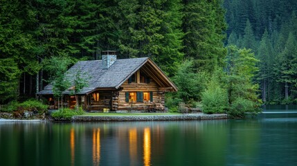 Serene Log Cabin Retreat Surrounded by Tranquil Nature and Reflections