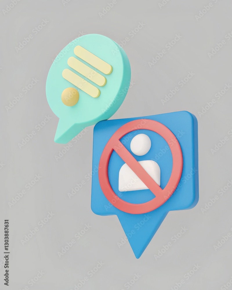 Poster colorful 3d chat bubbles with no user icon symbol for communication concepts