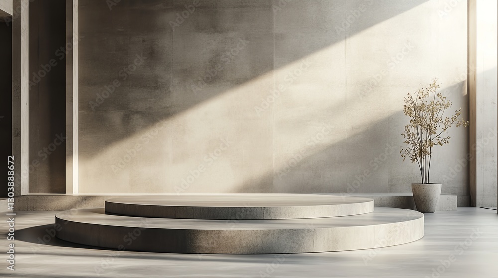 Aufkleber minimalist abstract podium with clean lines and soft gray tones. a blank stage background with a smo