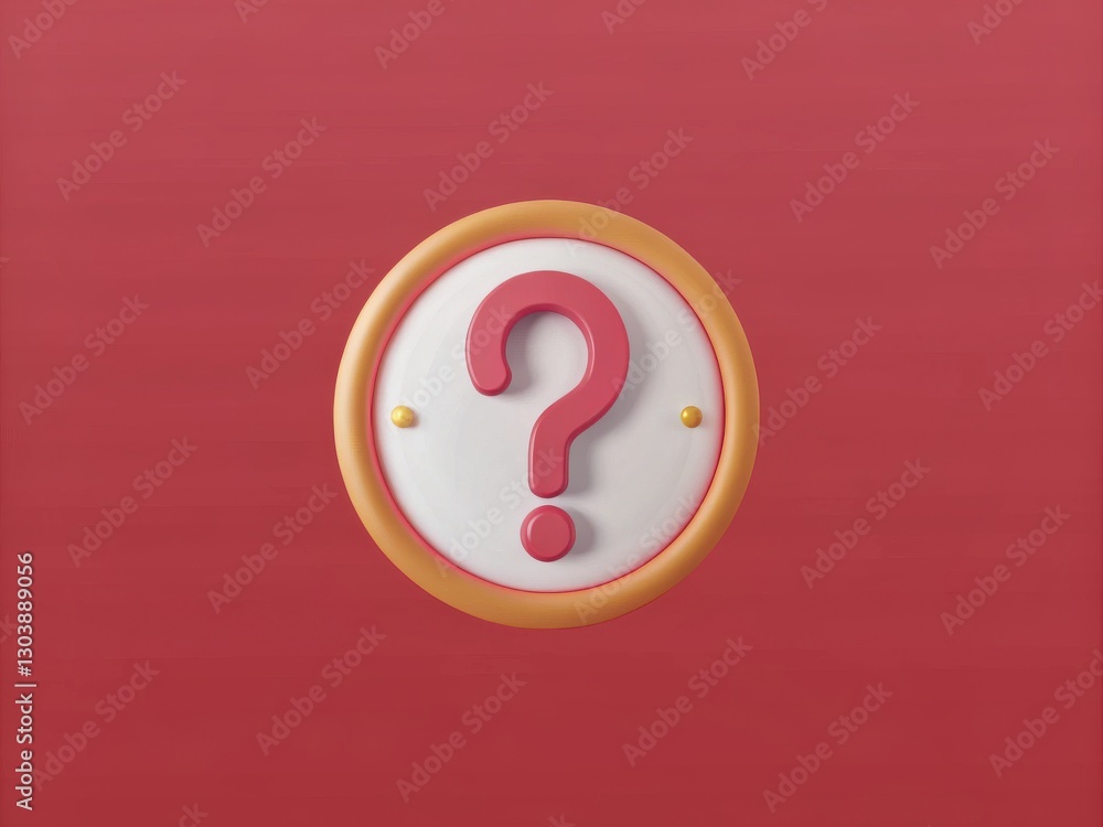 Poster question mark symbol on a bright red background in a minimalist style design