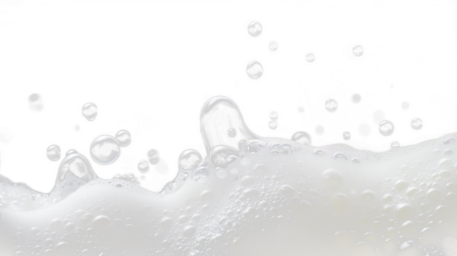 Thick White Soap Suds and Bubbles on Transparent Background - Cleansing and Hygiene Concept