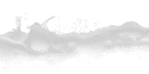 White Soap Foam with Bubbles on Transparent Background - Hygiene and Freshness Concept
