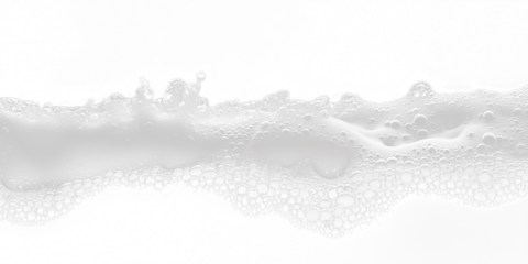 White Soap Foam with Bubbles on Transparent Background - Hygiene and Freshness Concept
