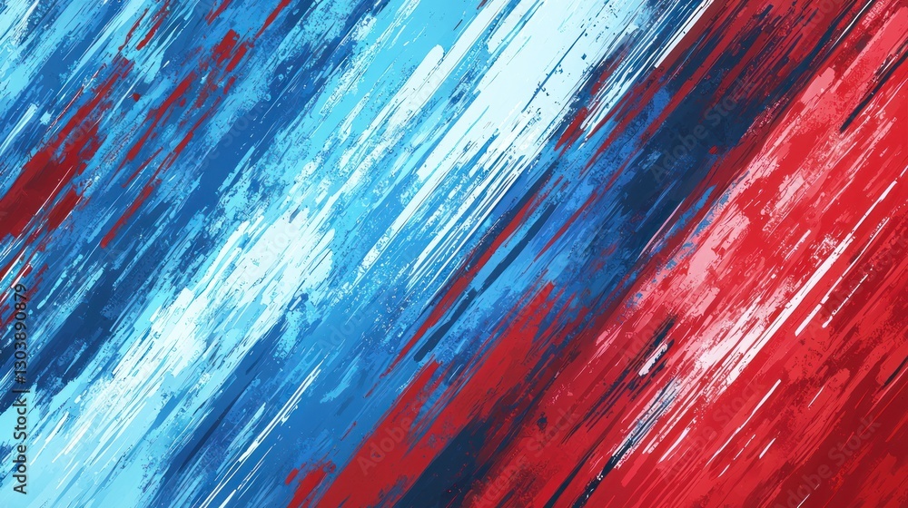 Poster abstract red and blue diagonal brushstrokes: a dynamic composition