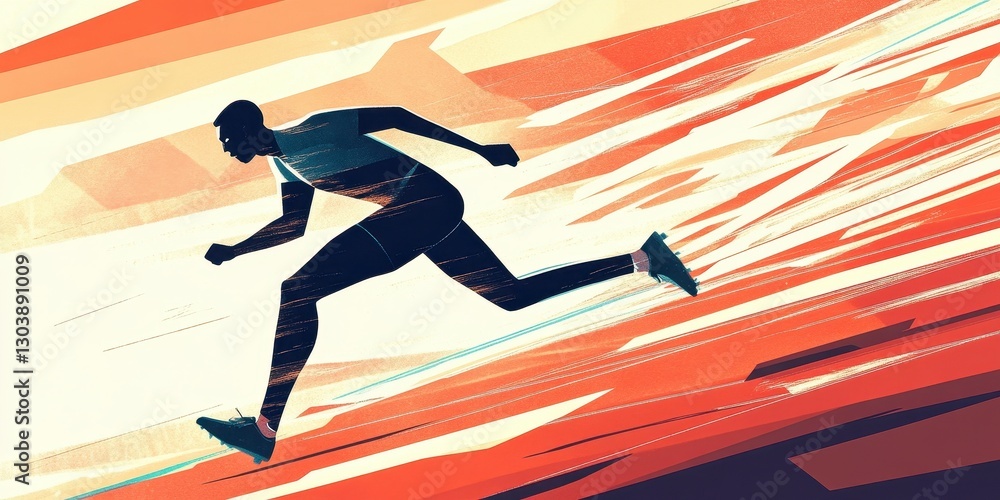 Poster silhouette of a runner showing speed and motion on the move