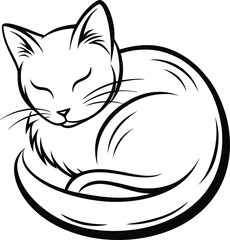 Sleeping Cat Silhouette.