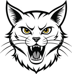 Angry Cat Face Silhouette.