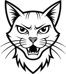 Obraz premium Angry Cat Face Silhouette.