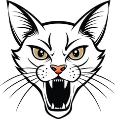 Fototapeta premium Angry Cat Face Silhouette.