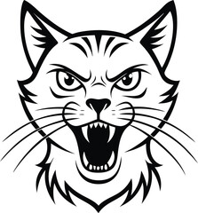 Angry Cat Face Silhouette.