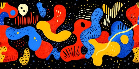 Bold Abstract Shapes and Forms in a Dynamic Composition with Vivid Palette