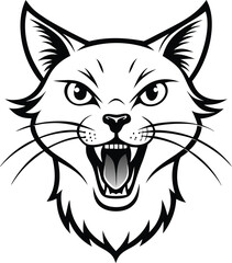 Obraz premium Angry Cat Face Silhouette.