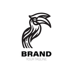 Hornbill Logo. Hornbill Logo Design. Hornbill Logo Brand. Hornbill Logo Vector Design Isolated on White Background