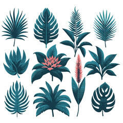 Exotic Botanical Collection: Tropical Leaf Illustrations