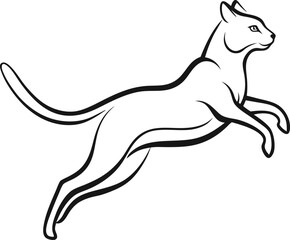 Fototapeta premium Elegant Leap Minimalist Line Art of a Graceful Cat in Motion.