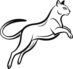 Fototapeta premium Elegant Leap Minimalist Line Art of a Graceful Cat in Motion.