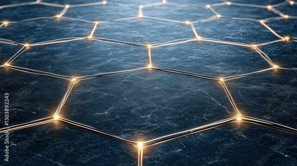 Aufkleber conceptual illustration of blockchain technology with glowing hexagons