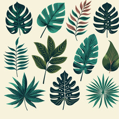 Tropical Foliage Set: Decorative Botanical Illustrations