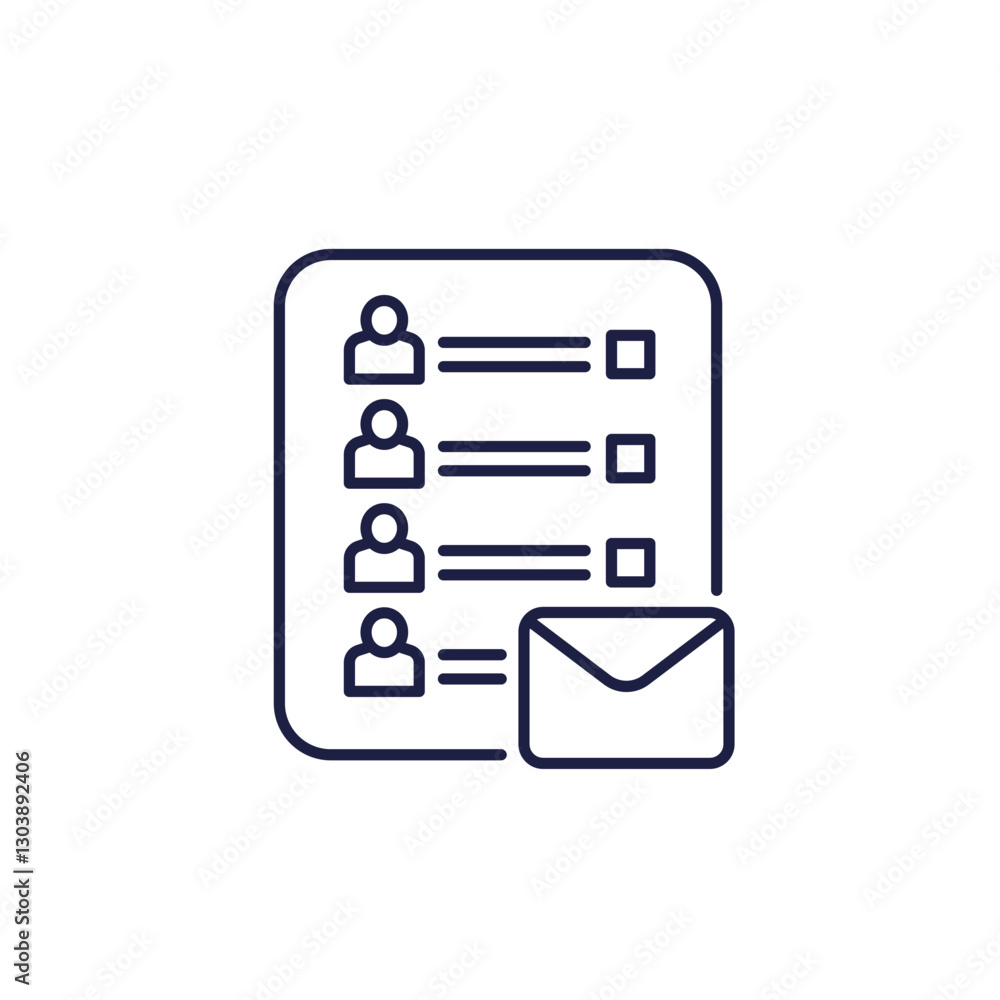Poster email, mailing list line icon with users