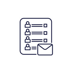 email, mailing list line icon with users