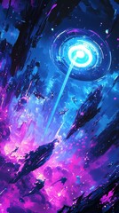 Obraz premium Futuristic scene depicting a neon light show in space