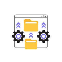 file management vector icon with folders and gears