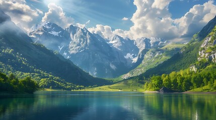 Fototapeta premium Beautiful nature summer landscape lakes and mountains