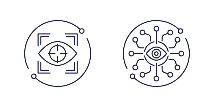 eye tracking line icons, eye tracker vector