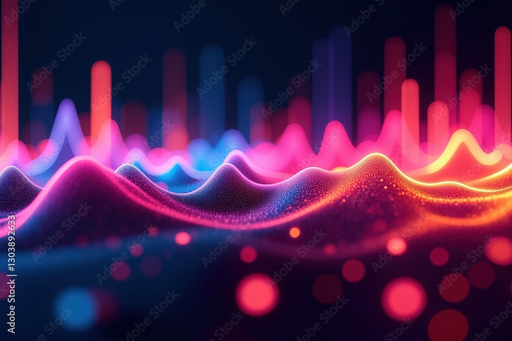 Poster vibrant abstract waveform a stunning digital artwork representation of sound waves in vivid colors 