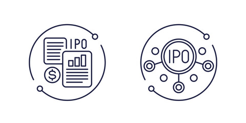 IPO line icons, Initial public offering