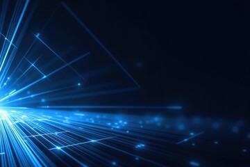 A Vibrant Display of Electric Blue Light Rays and Particles Emitting from the Center in a Dark Background, Creating a Futuristic and Dynamic Atmosphere