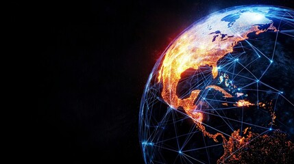 Global Network  Illuminated Earth  Digital Connections  Internet  Technology