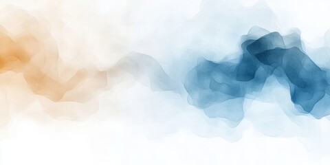 Fototapeta premium Minimalist blue and beige abstract watercolor clouds texture background 