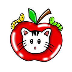 A small cat in a big apple