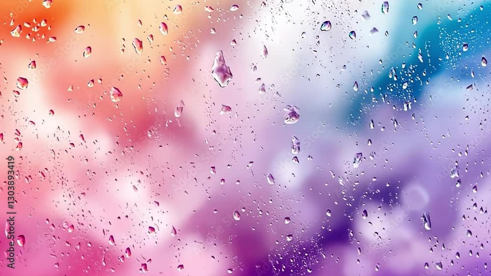 Poster rainbow hues: a vibrant display of water droplets on glass, creating a stunning visual texture with 