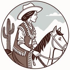 Retro Cowgirl Bundle SVG Vintage Bohemian Western Boho Chic Women Horse Illustration Cowboy Bronco Rodeo