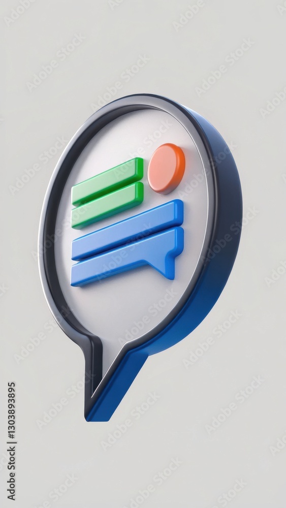 Aufkleber 3d messaging icon design with colorful elements on minimalist background for digital communication