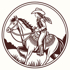 Retro Cowgirl Bundle SVG Vintage Bohemian Western Boho Chic Women Horse Illustration Cowboy Bronco Rodeo