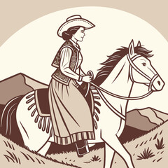 Retro Cowgirl Bundle SVG Vintage Bohemian Western Boho Chic Women Horse Illustration Cowboy Bronco Rodeo