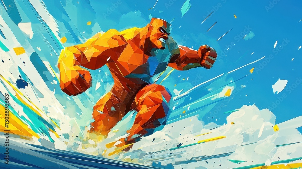 Poster A determined running man in a dynamic and energetic action pose