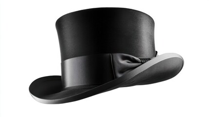 An elegant black top hat shown in a simple studio shot
