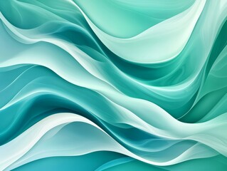 Obraz premium Abstract Teal and White Wave Background Flowing Fluid Design Swirling Curves Elegant Texture