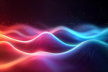 Abstract Red and Blue Neon Wave Background Glowing Particle Design Digital Art