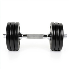 Naklejka premium Heavy dumbbell with iron plates and metal grip for strength fitness and weight training in gym