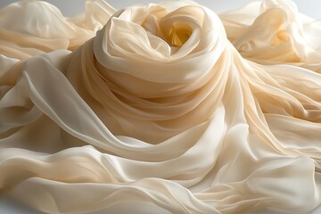Elegant ivory fabric arrangement with soft folds and gentle gradients