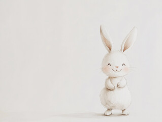 Fototapeta premium Watercolour drawing of a happy white Eater bunny