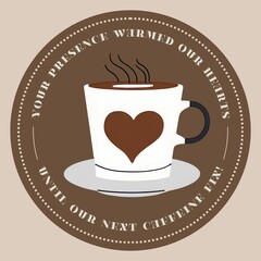 Brown Simple Illustration Coffee Circle Sticker - 1