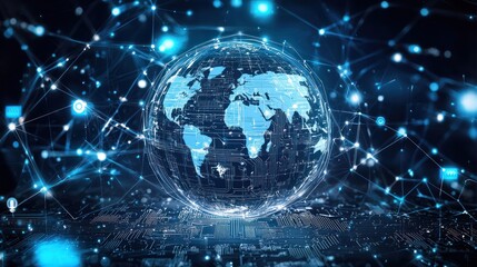 Obraz premium Global Network Connectivity: A Digital World Map